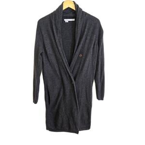 360 Cashmere Charcoal Grey Long Button Cardigan Size S Wool/ Cashmere Blend
